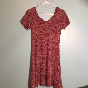 Red and white crisscross back dress